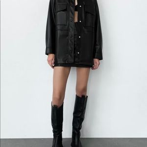 Zara faux leather over shirt